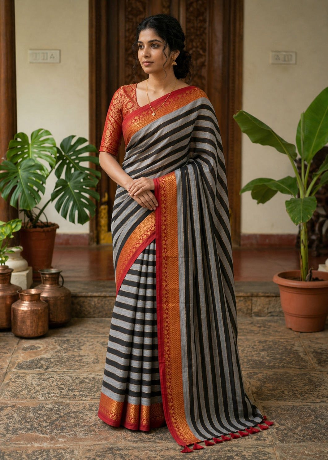 Kerala Mul Cotton Soft Fabric Saree With Kanchi Border SL215