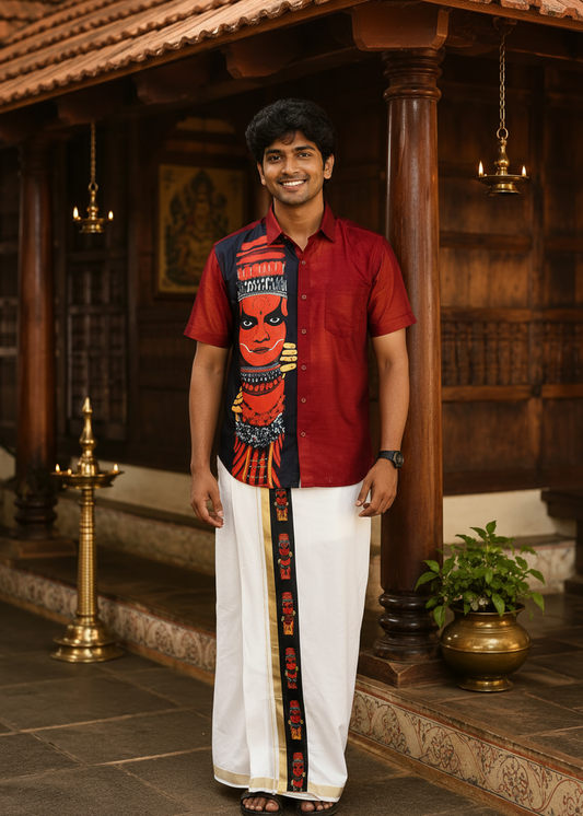 Cotton Silk Printed Men's Combo HS (Shirt + Mund ) SL343