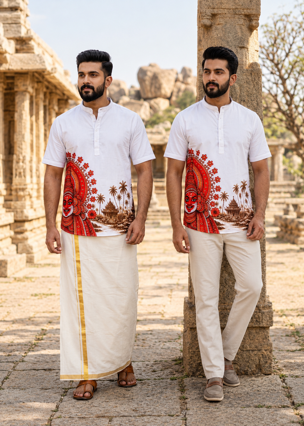 Southloom Ethinic Shirt With Floral Digital Printed for Men in Half Sleeve