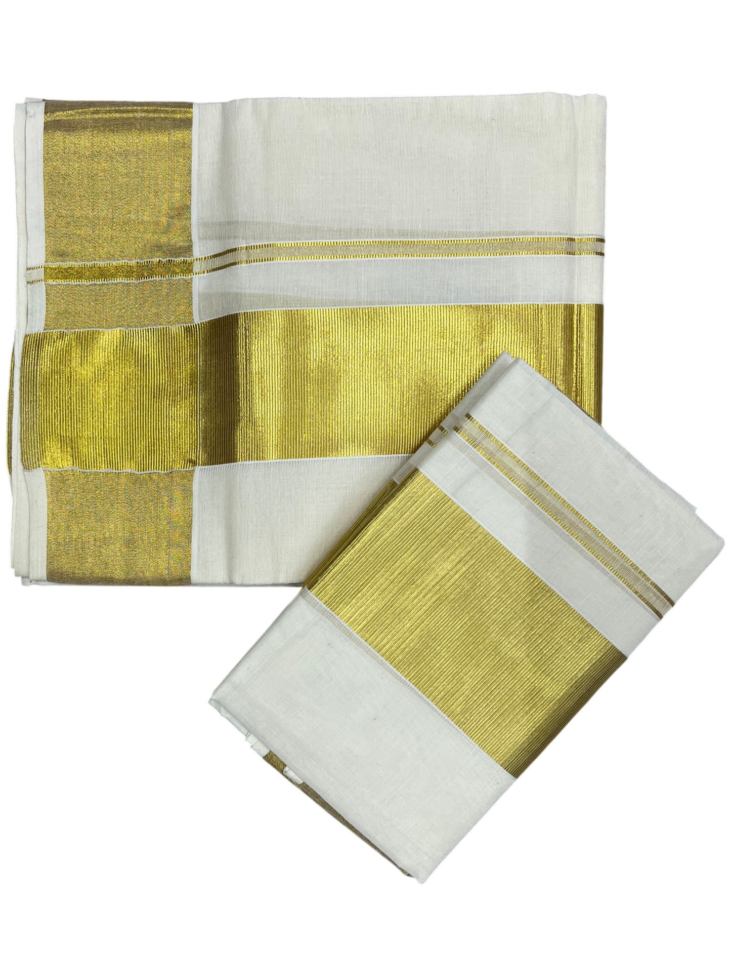 Kerala Cotton Plain Single Set Mundu (Mundum Neriyathum) with Half Fine 3 inch Border in 2.80 Mtrs