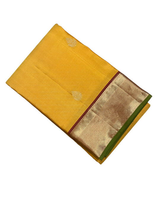 Southloom Pure Handloom Bridal Kanchipuram Silk Saree with Korvai Work(Yellow&Maroon)