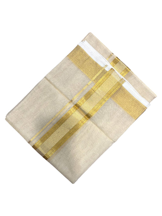 Southloom Premium Handloom Tissue Double Mundu with Gold Kasavu Border
