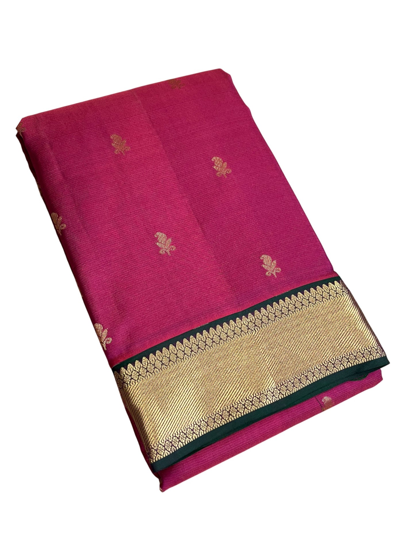 Southloom Pure Handloom Bridal Kanchipuram Silk Saree with Korvai Work (Magenta & Green)