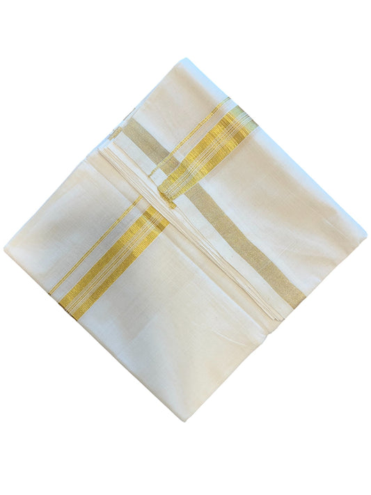 Southloom Premium Handloom Cotton Gold Kasavu Double Mundu