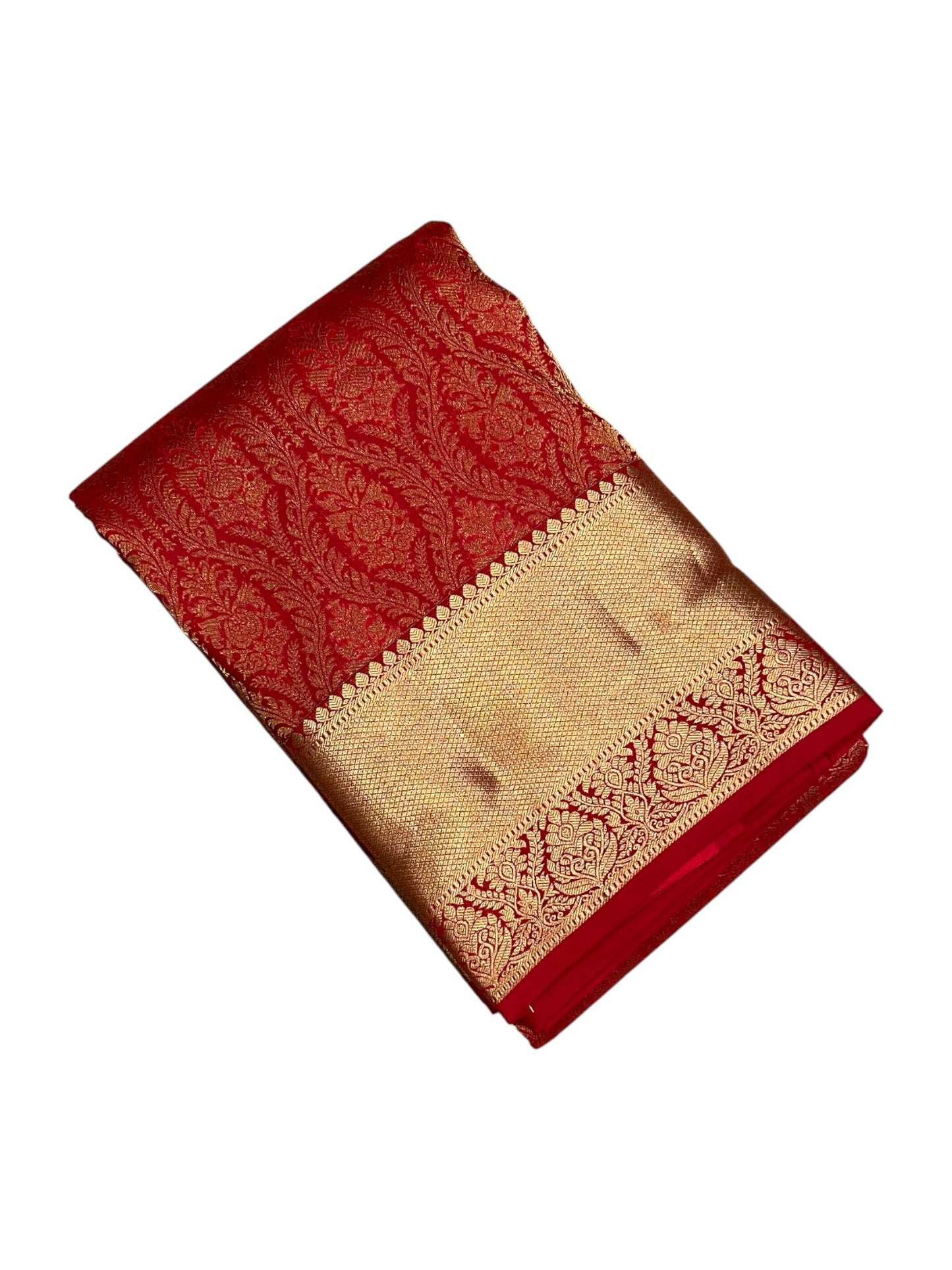 Southloom Pure Handloom Bridal Kanchipuram Silk Saree with Korvai Work (Red)