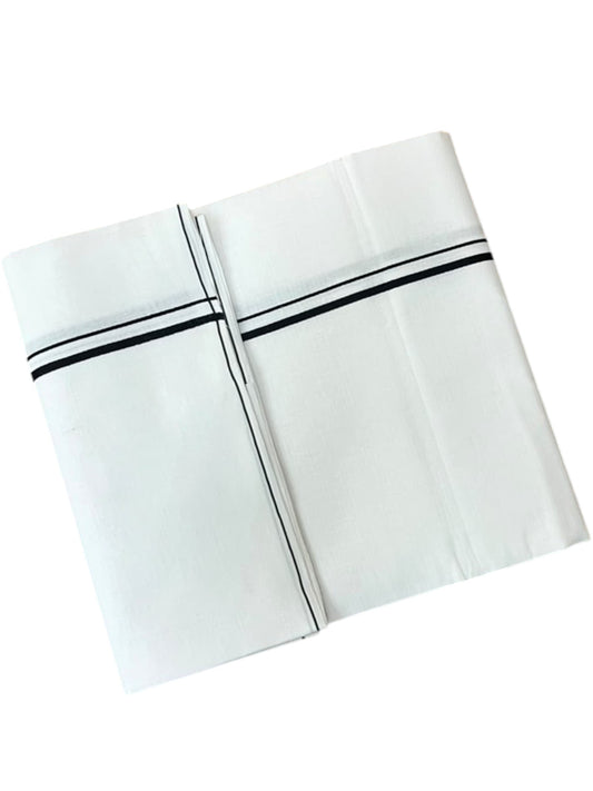 Southloom Pure White Cotton Single Mundu with Black Border (South Indian Kerala Dhoti)