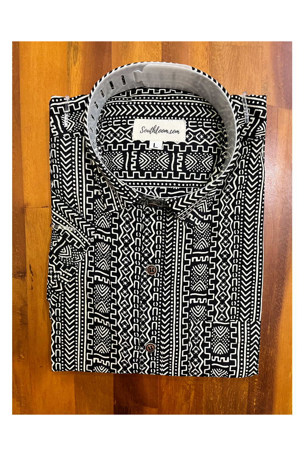 Southloom Jaipur Cotton Hand Block Printed Black Shirt (Half Sleeves)