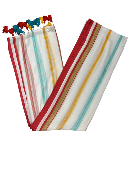 Southloom Mul Cotton 120 x 120 Soft Fabric Onam Saree in Multi Colour