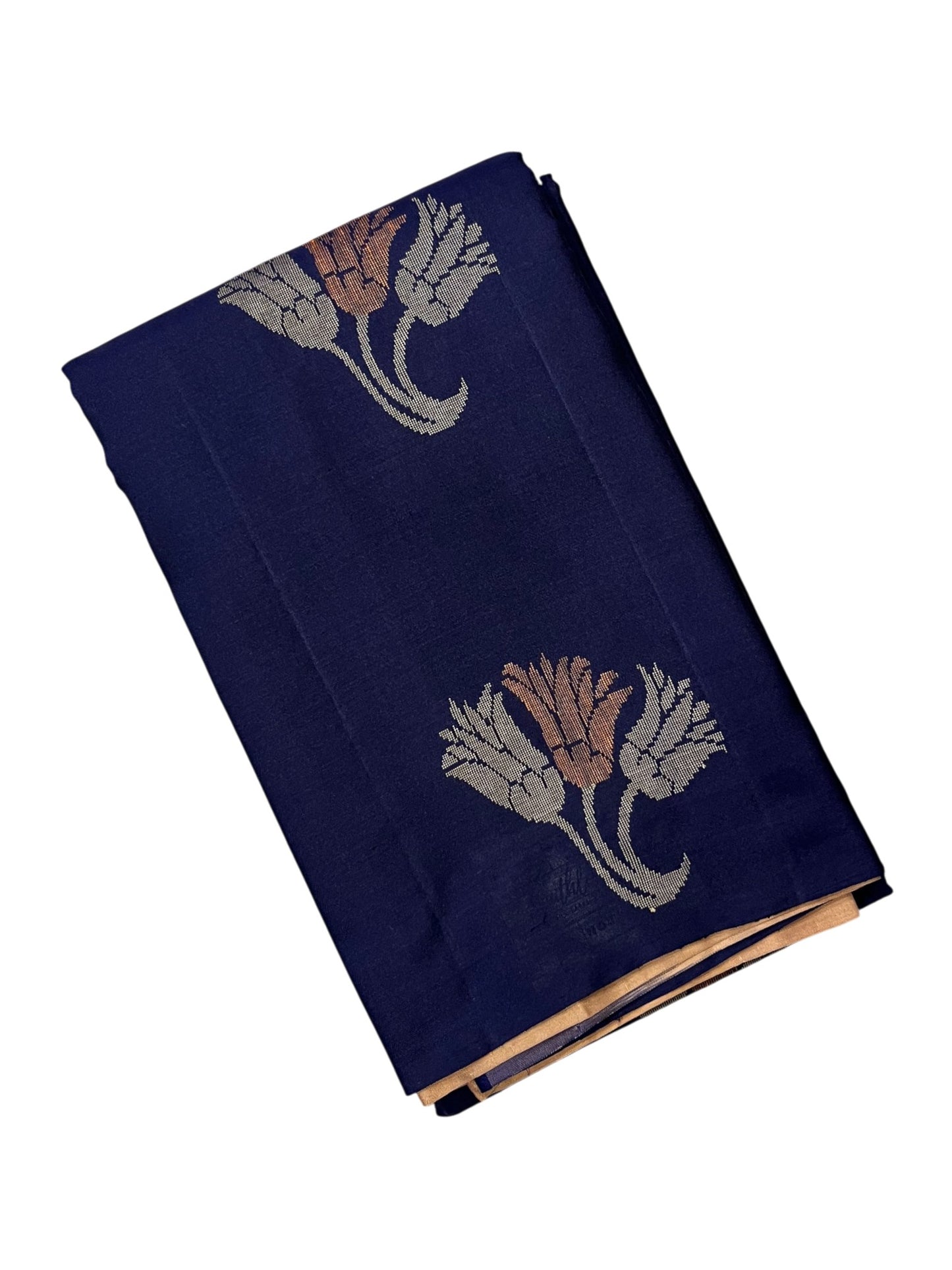 Southloom Pure Handloom Bridal Kanchipuram Silk Saree with Korvai Work (Blue & Beige)