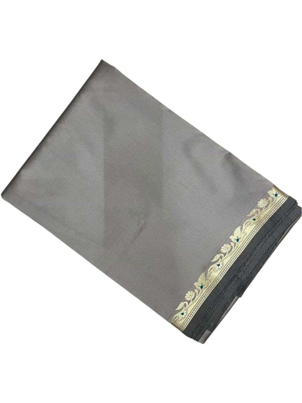 Southloom Satin Banarasi Silk Saree with Woven Work on Borders In Grey