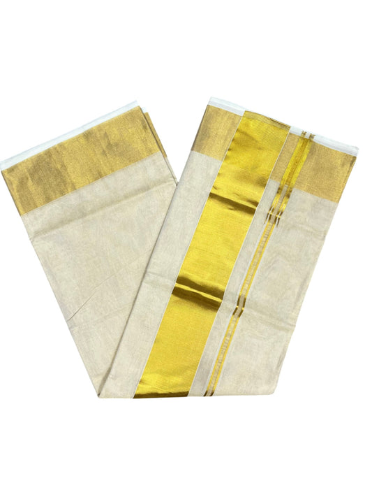 Southloom Super Premium Balaramapuram Handloom Tissue Saree with Gold Kasavu and Border with 4 inch