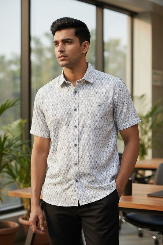 Southloom Pure Cotton Gray Printed Shirt SLSHIRT 46 HS