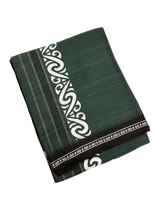 Southloom Green Printed Single Mundu / Otta Mundu / Lungi (South Indian Kerala Dhoti)