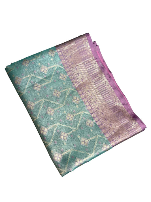 Southloom Semi Banarasi Katan Tissue Saree with Woven Work on Body and Borders