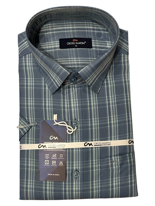 Southloom Pure Cotton Blue Printed Shirt (40 HS)