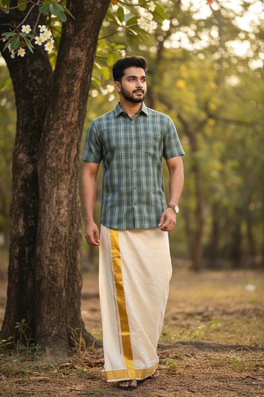 Southloom Pure Cotton Blue Printed Shirt SLSHIRT 40 HS