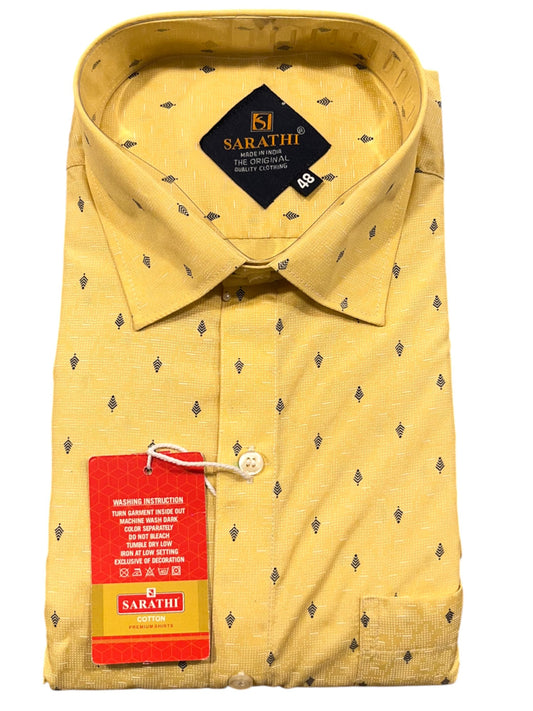 Southloom Pure Cotton Yellow Printed Shirt (48 FS)