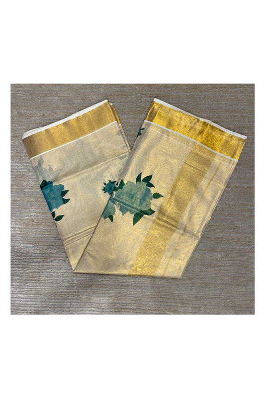 Southloom Kerala Tissue Digital Print Kasavu Saree