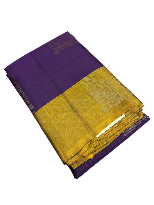 Southloom Pure Handloom Kanchipuram Silk Saree with Butta Work (Gold & Purple )