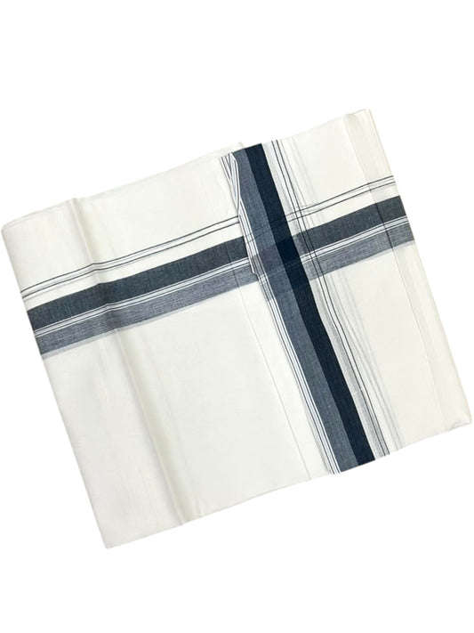 Southloom Pure Cotton Mundu with Grey Border (South Indian Kerala Dhoti)