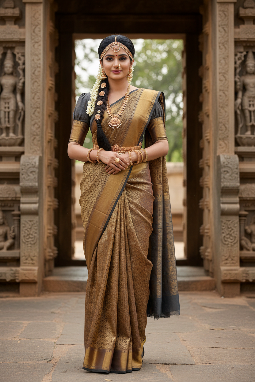 Southloom Premium Semi Silk Zari Work Brocade Saree in Bridal Grey with Matching Pallu