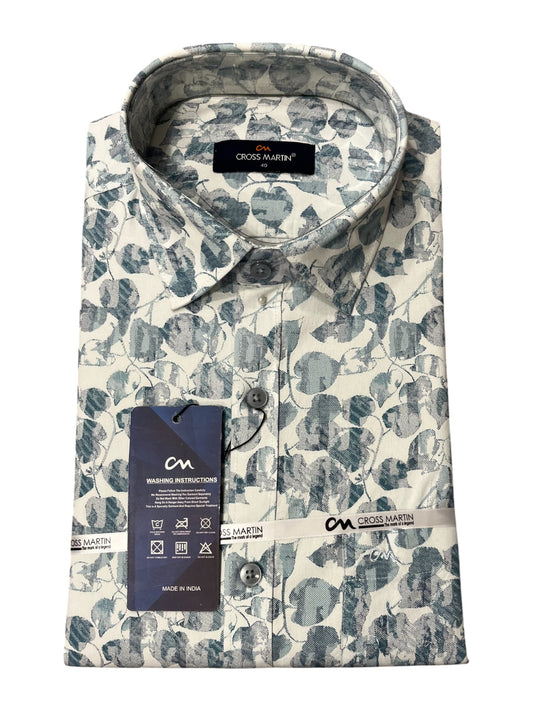 Southloom Pure Cotton Green Printed Shirt (40 FS)