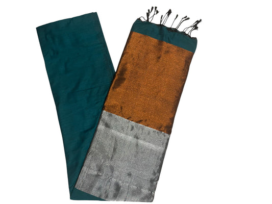 Southloom Mul Cotton 120 x 120 Soft Fabric Onam Saree in Green Colour