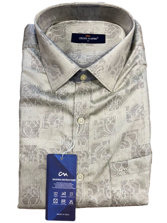 Southloom Pure Cotton Grey Printed Shirt(42 FS)
