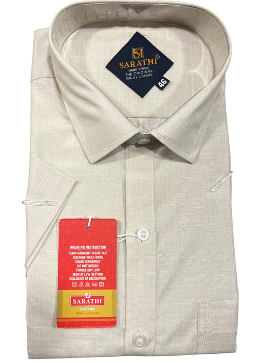 Southloom Pure Cotton Beige Lines Shirt (46 HS)