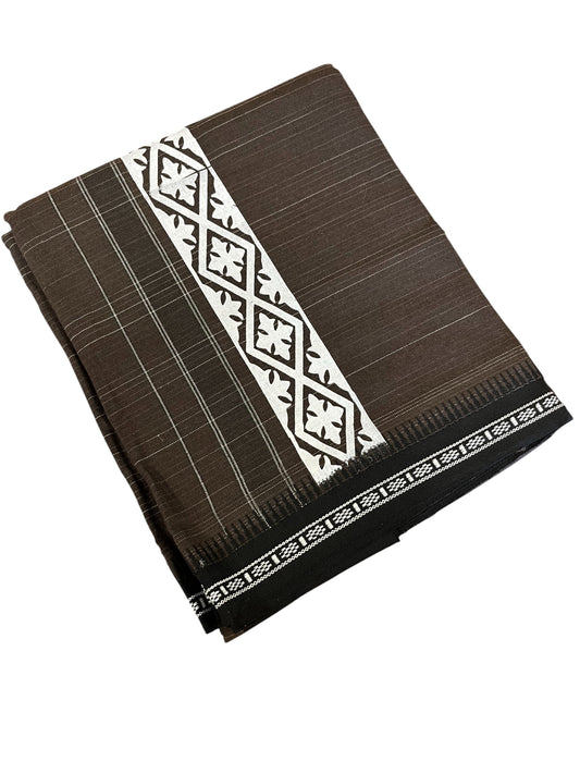 Southloom Brown Printed Single Mundu / Otta Mundu / Lungi (South Indian Kerala Dhoti)