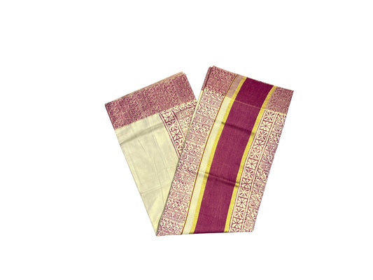 Southloom Kerala Tissue Kasavu Saree With Magenta Border