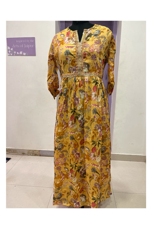Southloom Stitched Cotton Kurti in Yellow Printed Designs