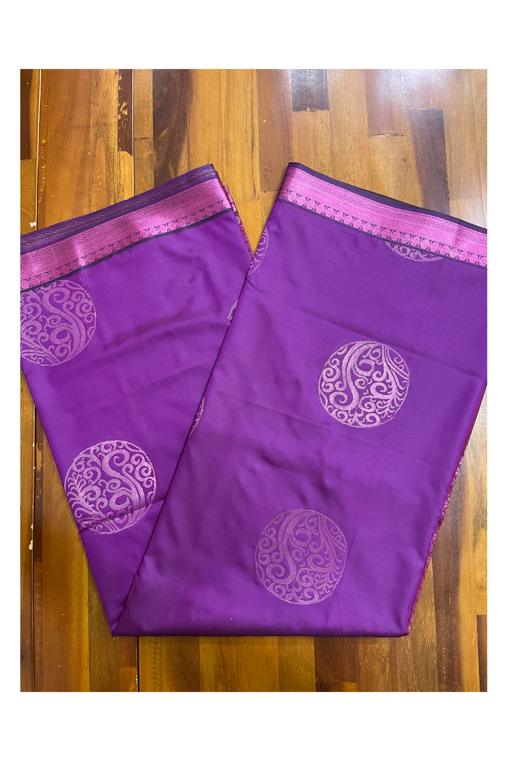 Southloom Soft Silk Magenta Designer Woven Saree with Heavy Work on Pallu