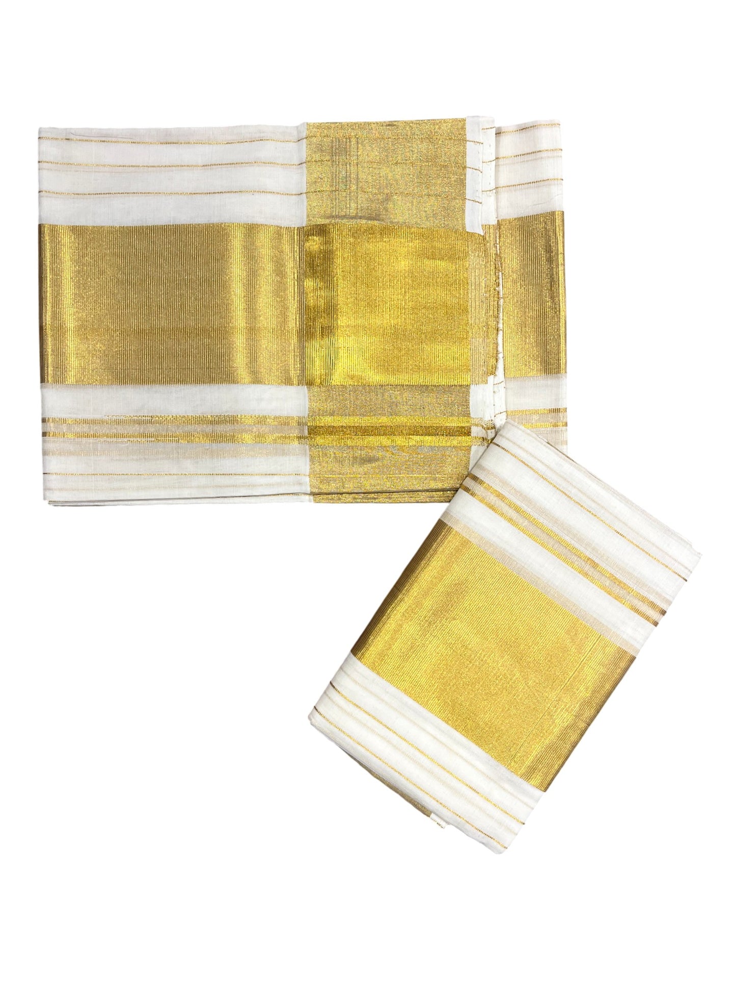 Southloom Premium Handloom Set Mundu with Kasavu and Golden Border (2.80 Mtr)