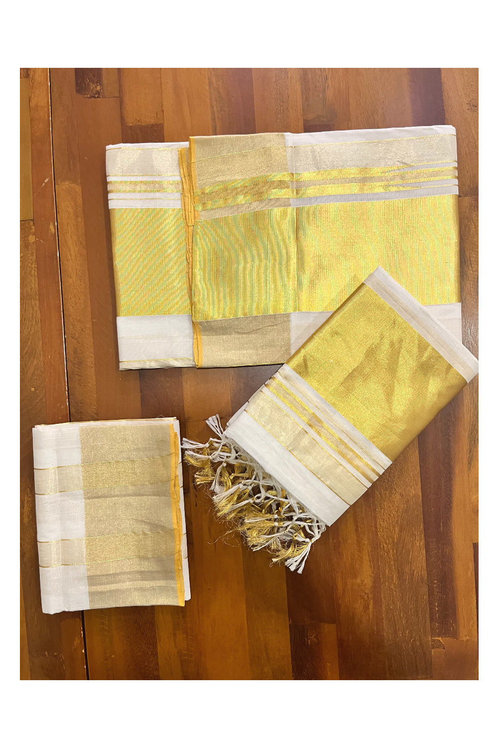 Southloom Super Premium Balaramapuram Handloom Unakkupaavu Cotton Wedding Pudava Set Mundu with Kasavu Lines Designs on Body 2.80 Mtrs (Vishu 2024 Collection)