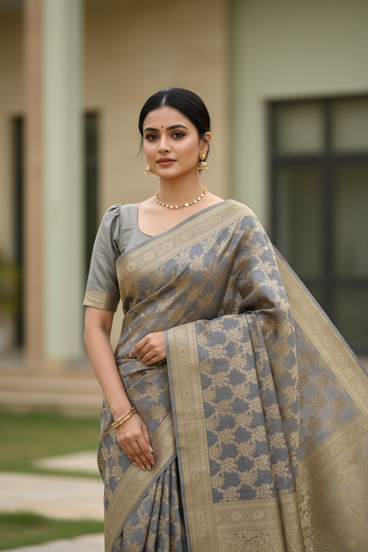 Southloom Georgete Banarasi Silk Saree with Woven Work on Body and Borders
