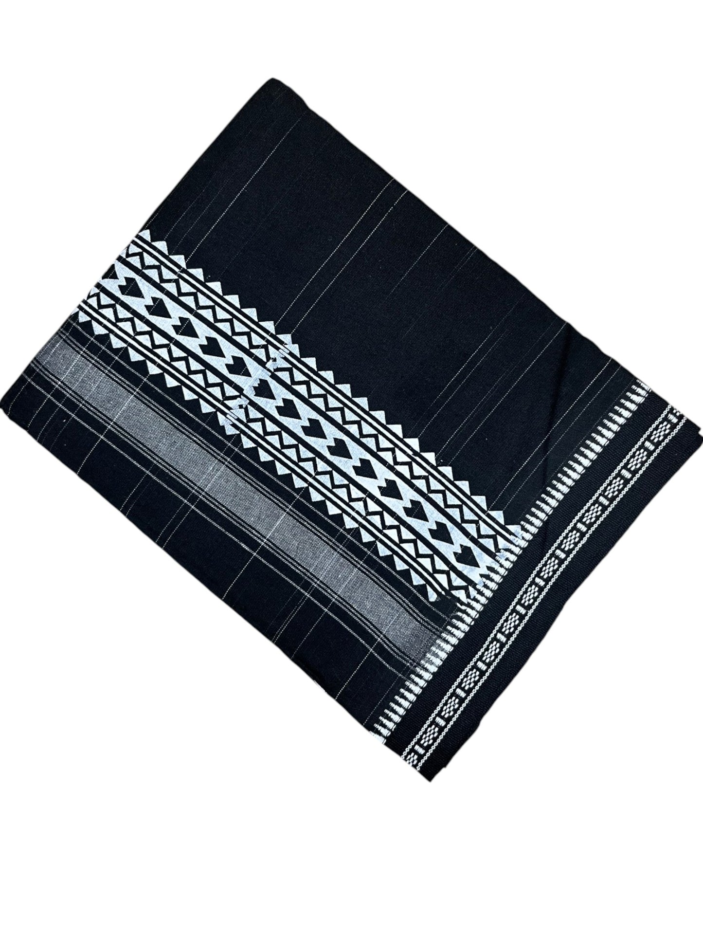 Southloom Black Printed Single Mundu / Otta Mundu / Lungi (South Indian Kerala Dhoti)