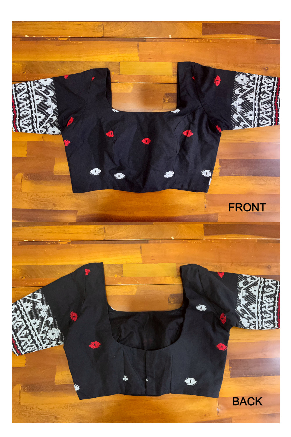 Southloom Red White Woven Ready Made Black Blouse