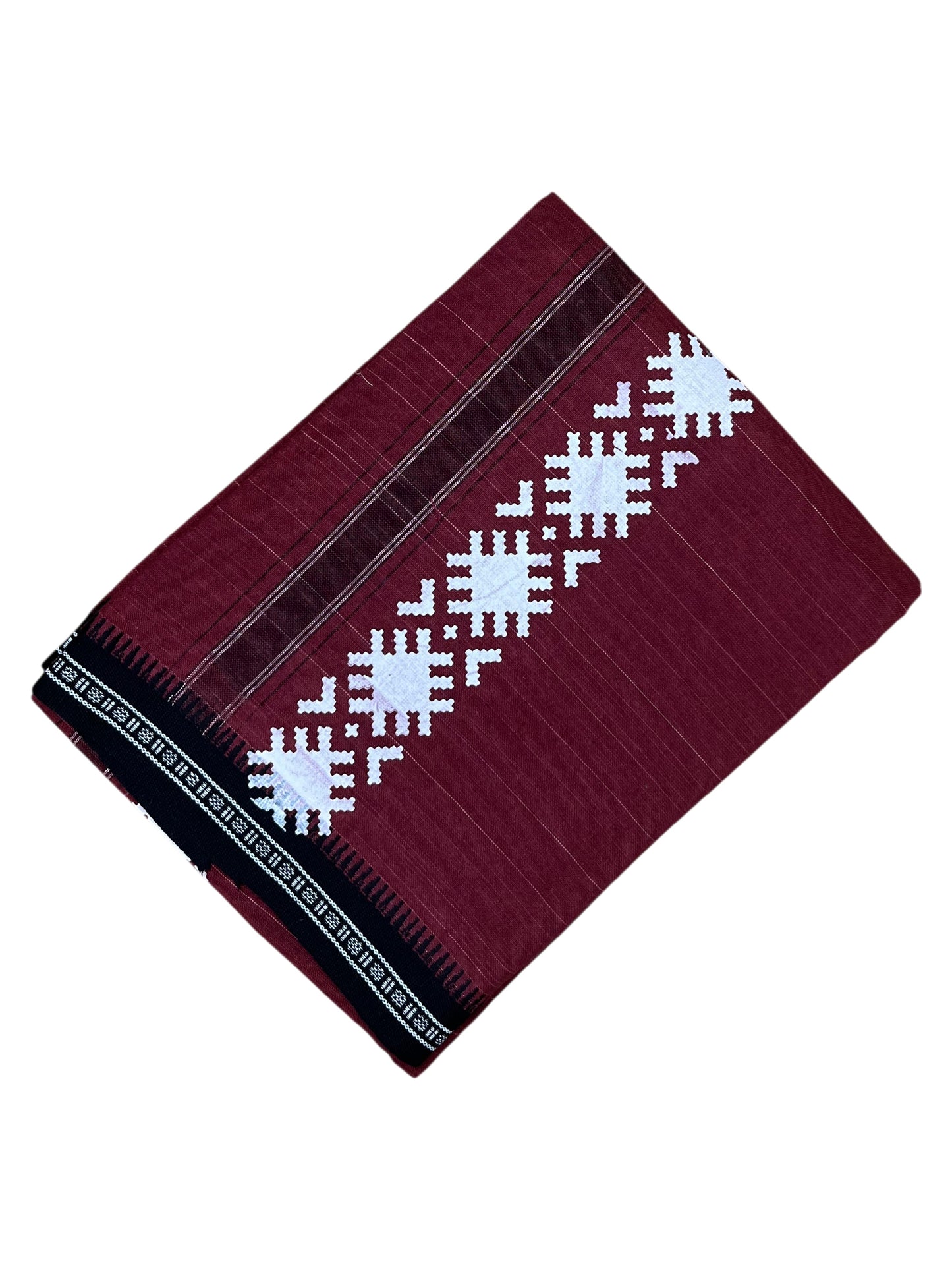 Southloom Maroon Printed Single Mundu / Otta Mundu / Lungi (South Indian Kerala Dhoti)