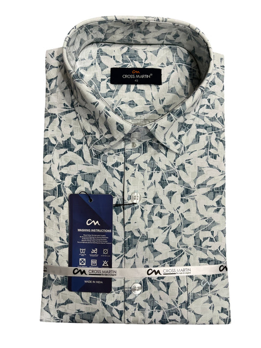 Southloom Pure Cotton Blue Printed Shirt(XL FS)