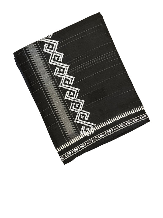 Southloom Black Printed Single Mundu / Otta Mundu / Lungi (South Indian Kerala Dhoti)