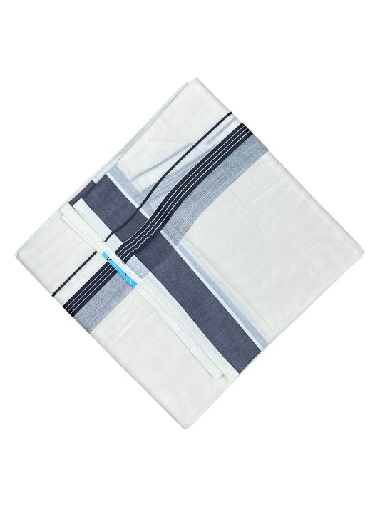 Southloom Pure Cotton Mundu with Grey Border (South Indian Kerala Dhoti)