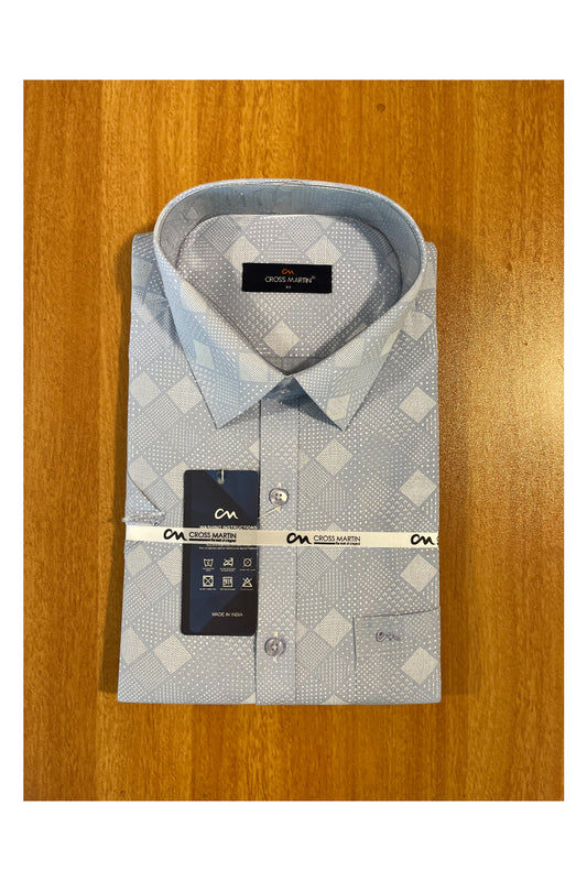 Pure Cotton Blue Shirt with White Prints (44 HS)