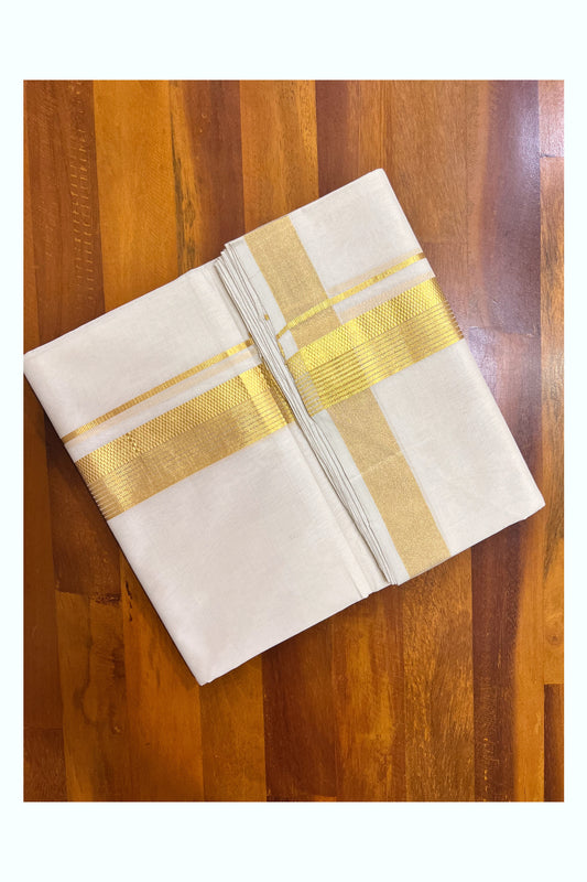 Southloom Super Premium Balaramapuram Unakkupaavu Handloom Mundu with Kasavu Border (South Indian Kerala Dhoti)