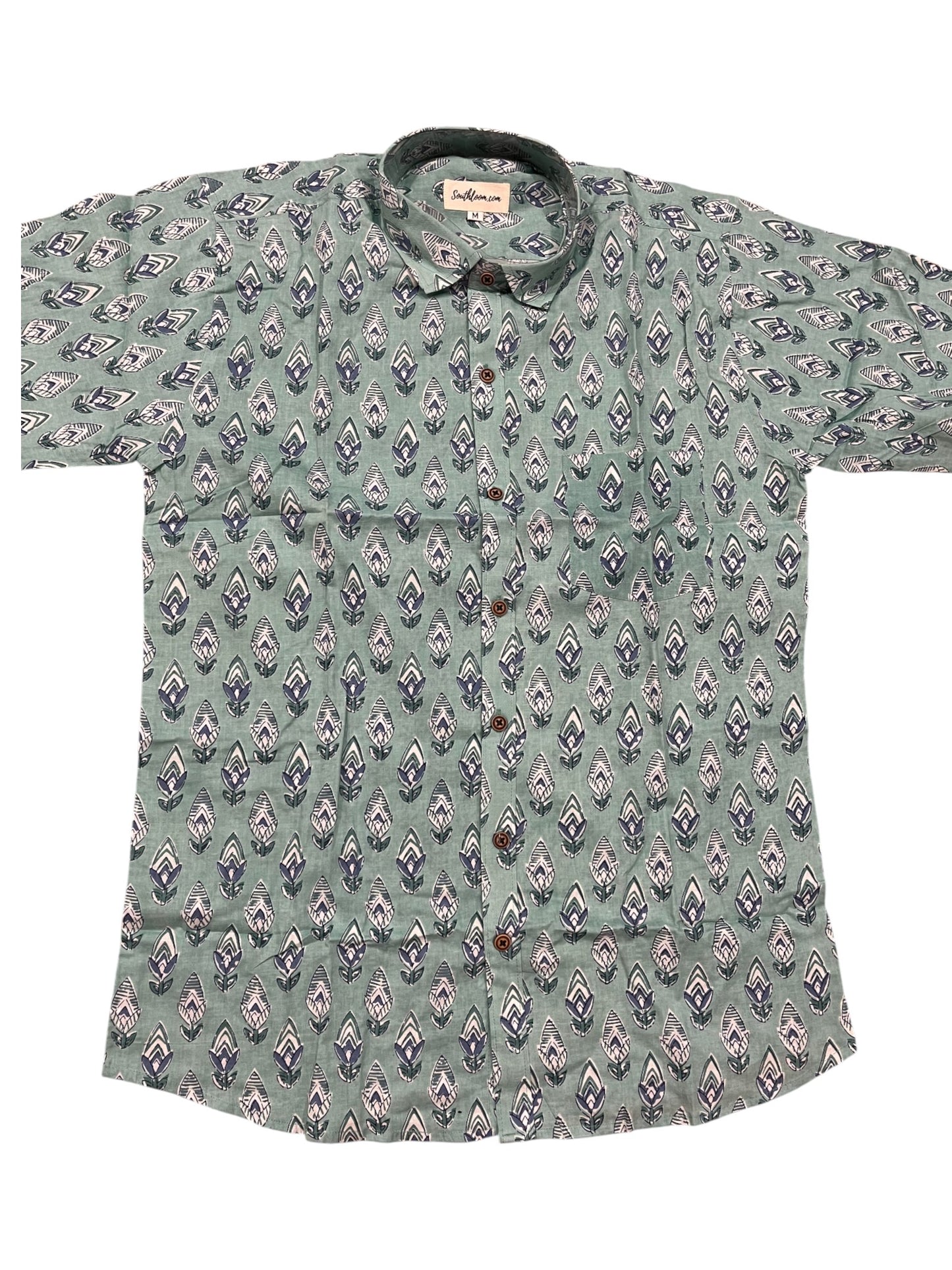 Southloom Jaipur Pure Cotton Block Printed Shirt for Men (Medium)