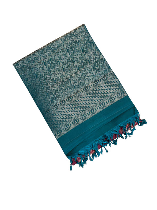 Southloom Pure Handloom Kanchipuram Silk Saree with Butta Work (Maroon & Blue)