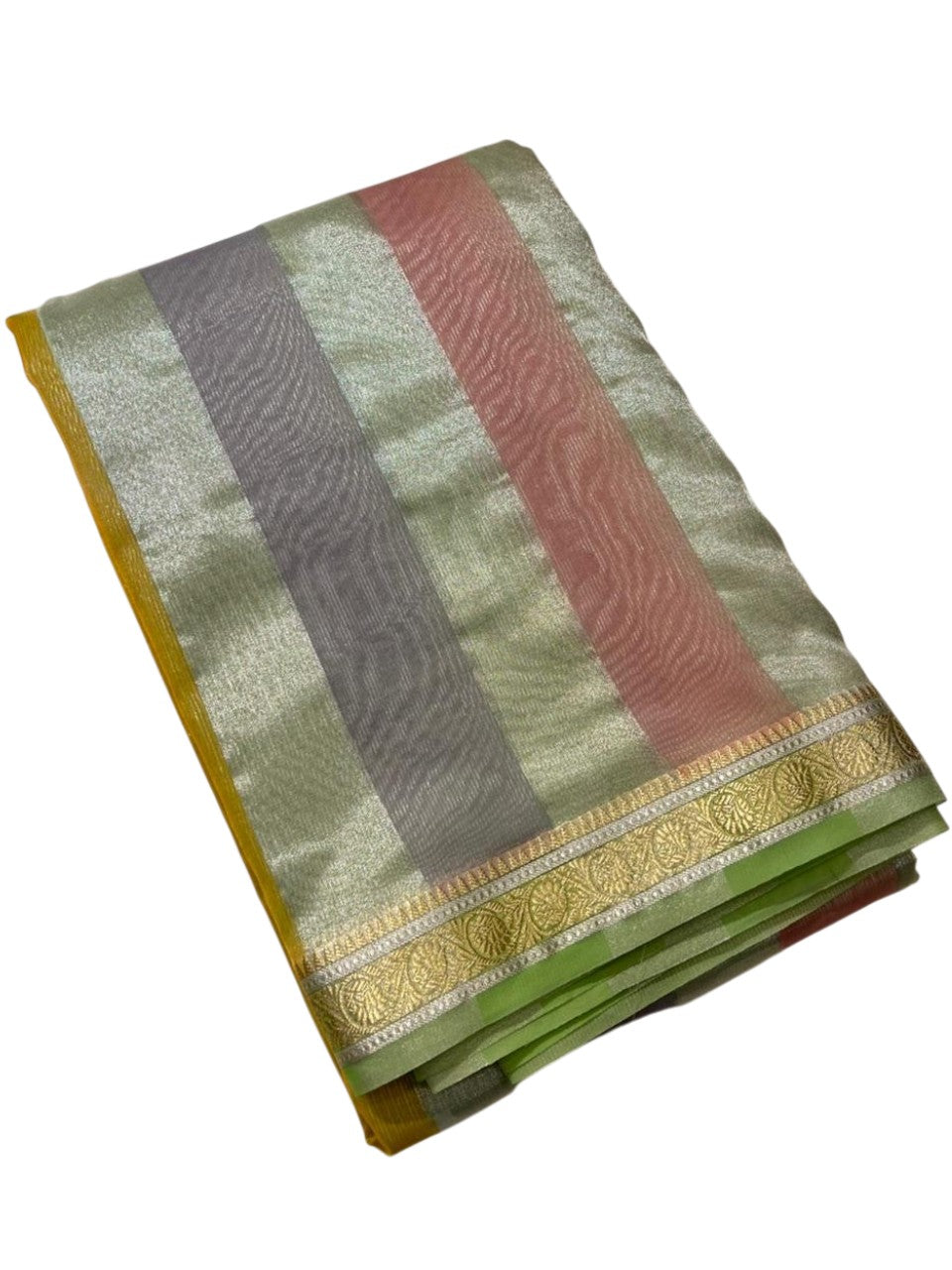 Southloom Tissue Organza Saree With Stripes Design in Multicolour SL353