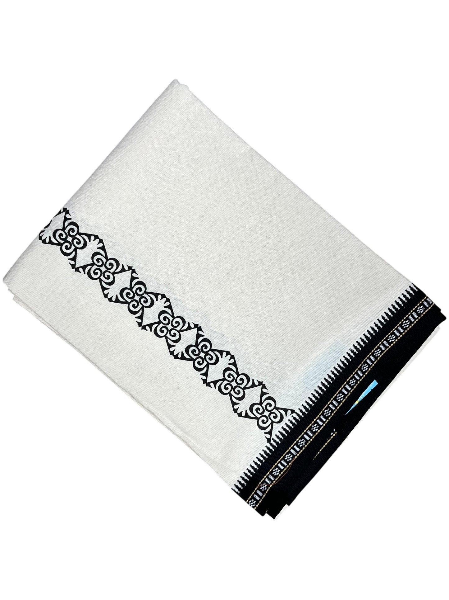 Southloom White Printed Single Mundu / Otta Mundu / Lungi (South Indian Kerala Dhoti)