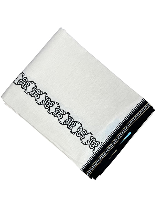 Southloom White Printed Single Mundu / Otta Mundu / Lungi (South Indian Kerala Dhoti)