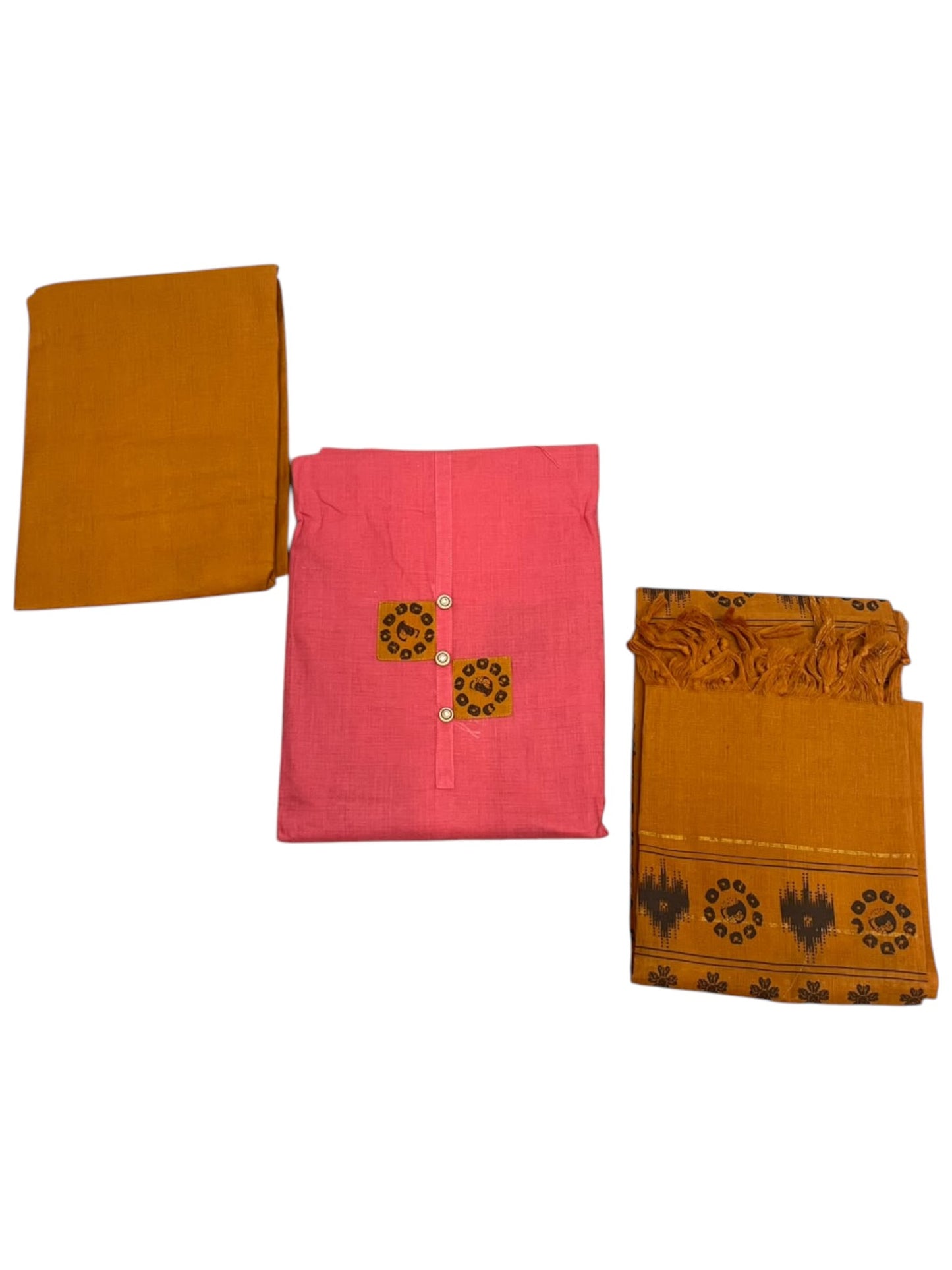 Southloom™ Cotton  3 Piece peach Salwar Material with Woven  Work